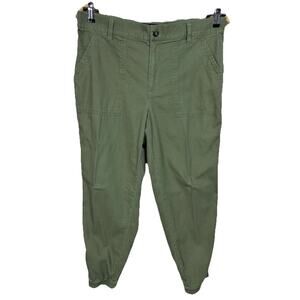 GAP Twill Jogger Style Pants Olive Green Sz L Elastic/Waist Hem Utility Gorpcor